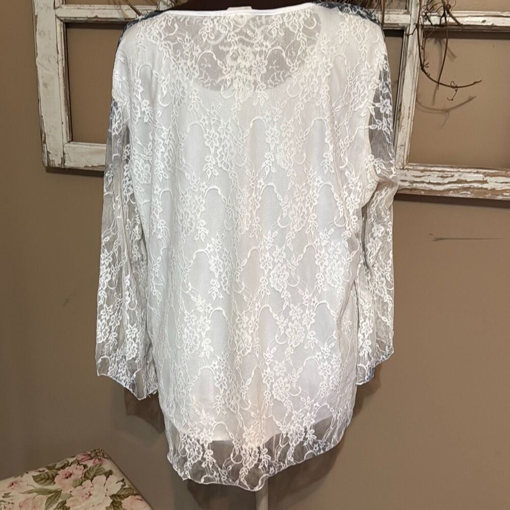 Vintage Brittany Black lace blouse womens size 3xl black white whimsigoth fairy - Picture 5 of 9